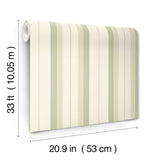 Herrgård Green Stripe Wallpaper Non Woven Unpasted Traditional Pinstripe in Sage Green, Brown and Cream by A-Street Prints - 4201-20117