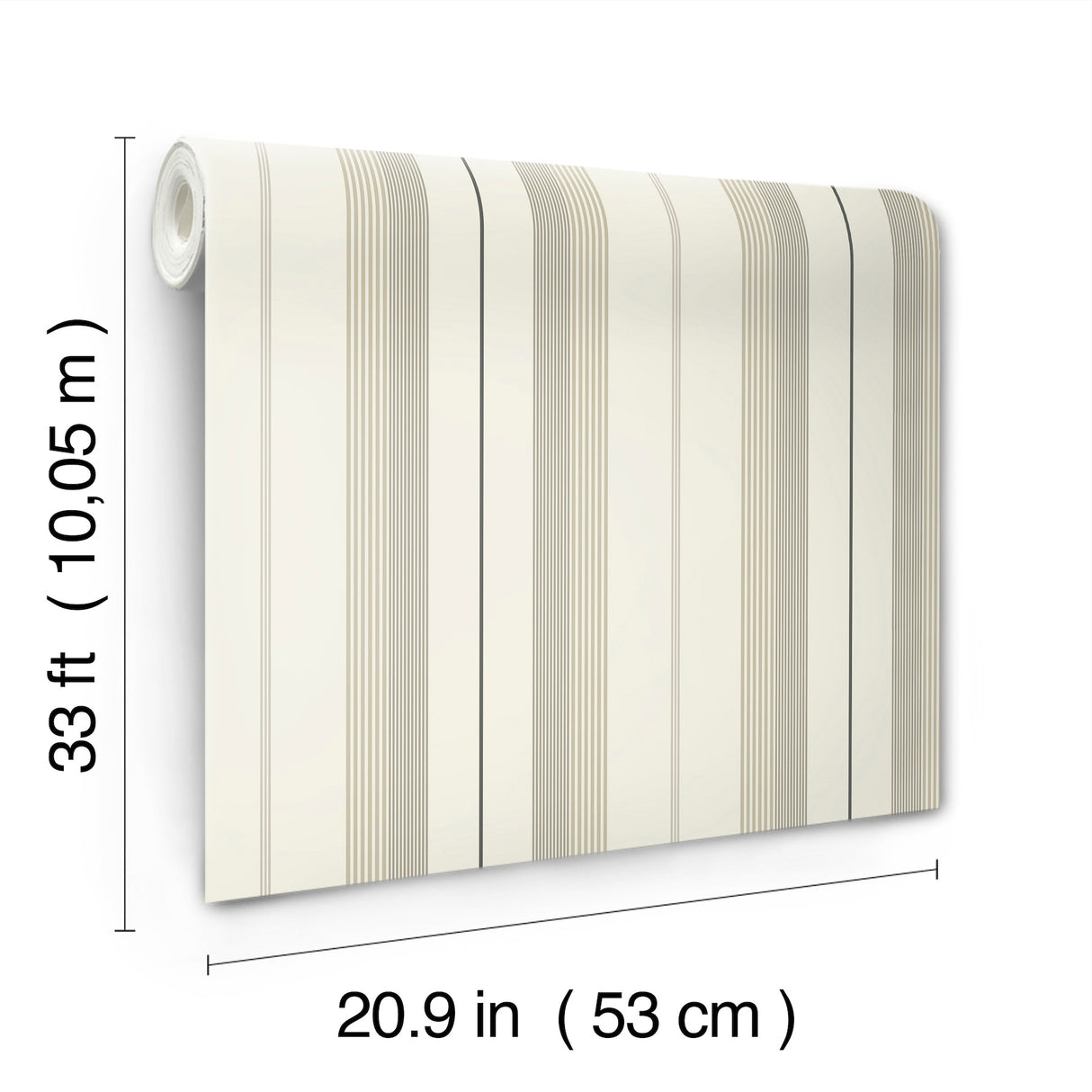 Herrgård Neutral Stripe Wallpaper in Taupe Grey and Cream Traditional Non Woven Pinstripe Unpasted Wallpaper by A-Street Prints - 4201-20118