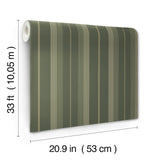 Herrgård Evergreen Stripe Wallpaper in Dark Green and Butter Yellow, Traditional Non Woven Unpasted Wallpaper by A-Street Prints - 4201-20121