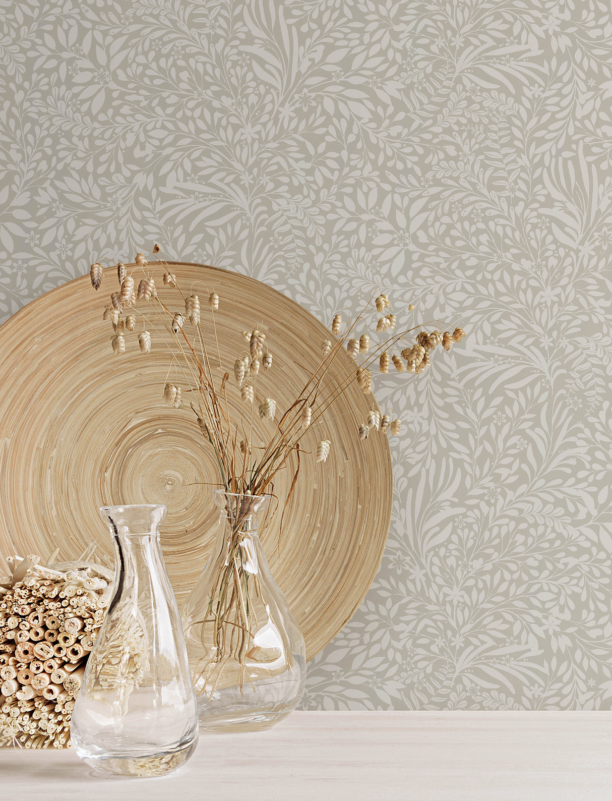 Kristina Taupe Botanical Wallpaper by A-Street Prints Scandinavian Floral Non Woven Unpasted Sidewall - A-Street Prints 4201-20127