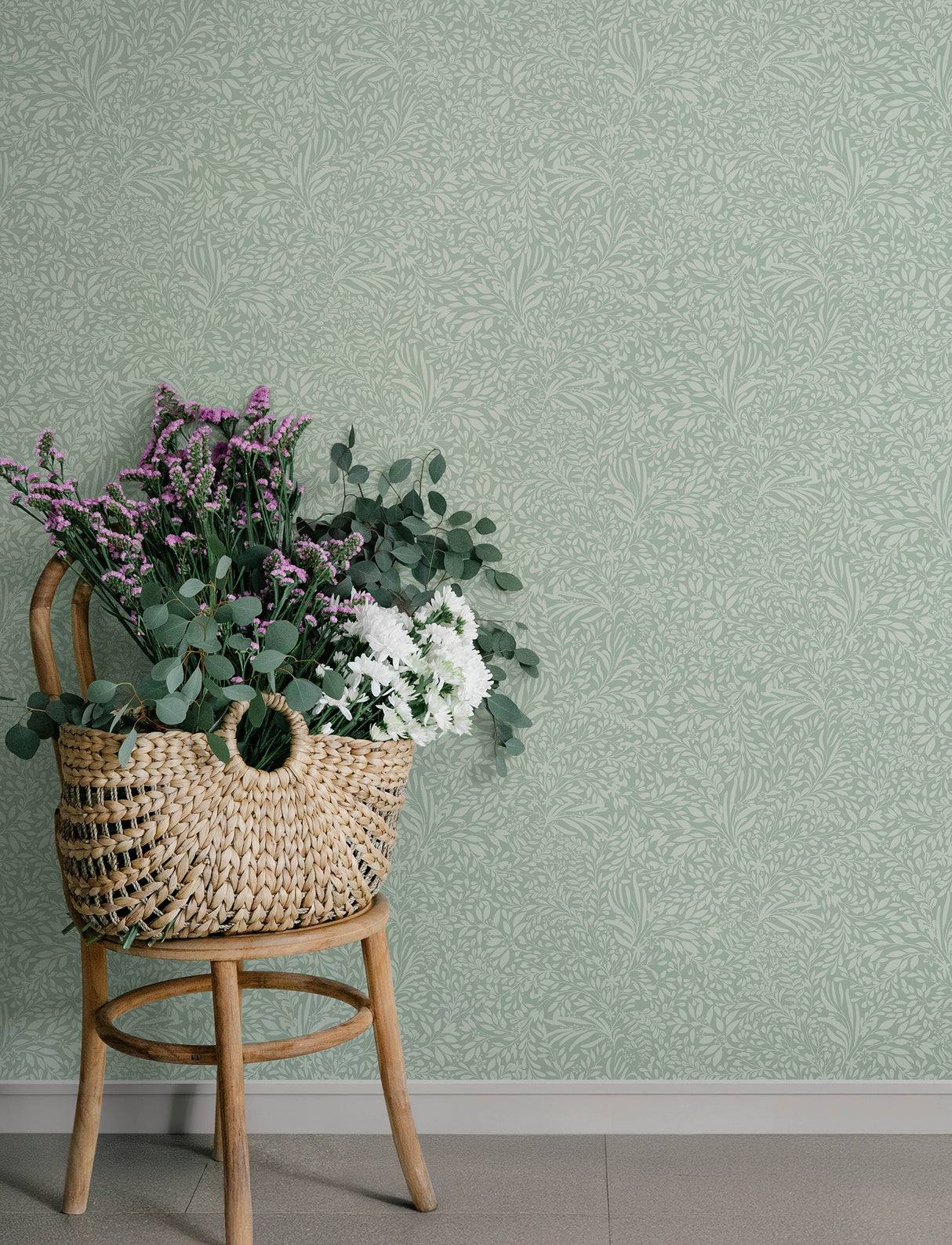 Kristina Teal Botanical by A-Street Prints Scandinavian Floral and Fern Non Woven Wallpaper - A-Street Prints 4201-20128