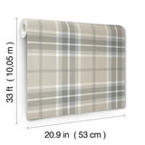 Emma Grey Plaid Wallpaper Grey by A-Street Prints Traditional Tartan Non Woven Unpasted Washable Strippable Savanna Collection - 4201-20130
