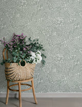 Siv Slate Botanical Wallpaper by A-Street Prints Scandinavian Dense Botanical Wildflower and Leaf Non Woven Unpasted Wallpaper Roll - 4201-48004