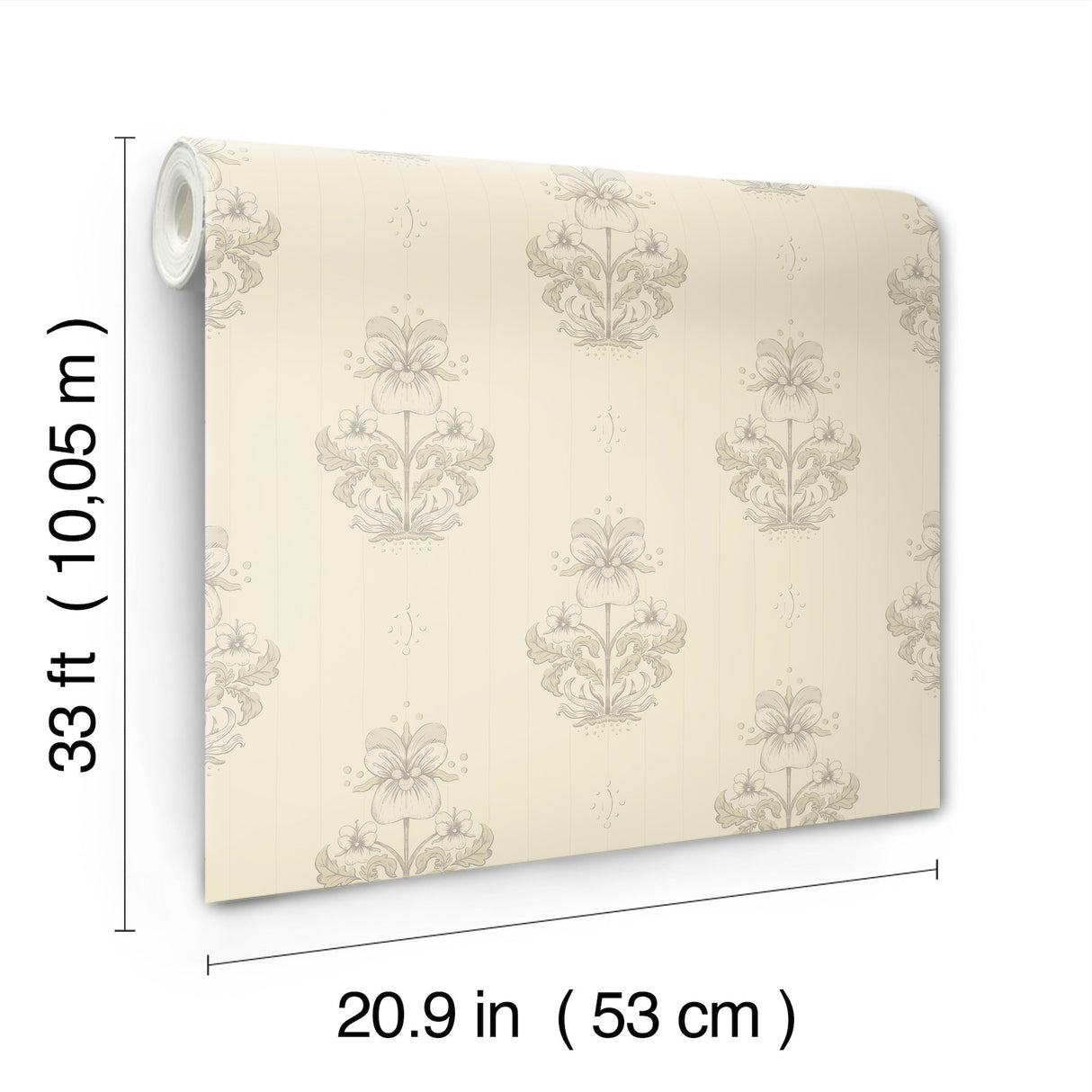 Gullvie Cream Pansies Wallpaper by A-Street Prints - Scandinavian Botanical Pansy Floral Non Woven Washable Strippable Sidewall - 4201-48006