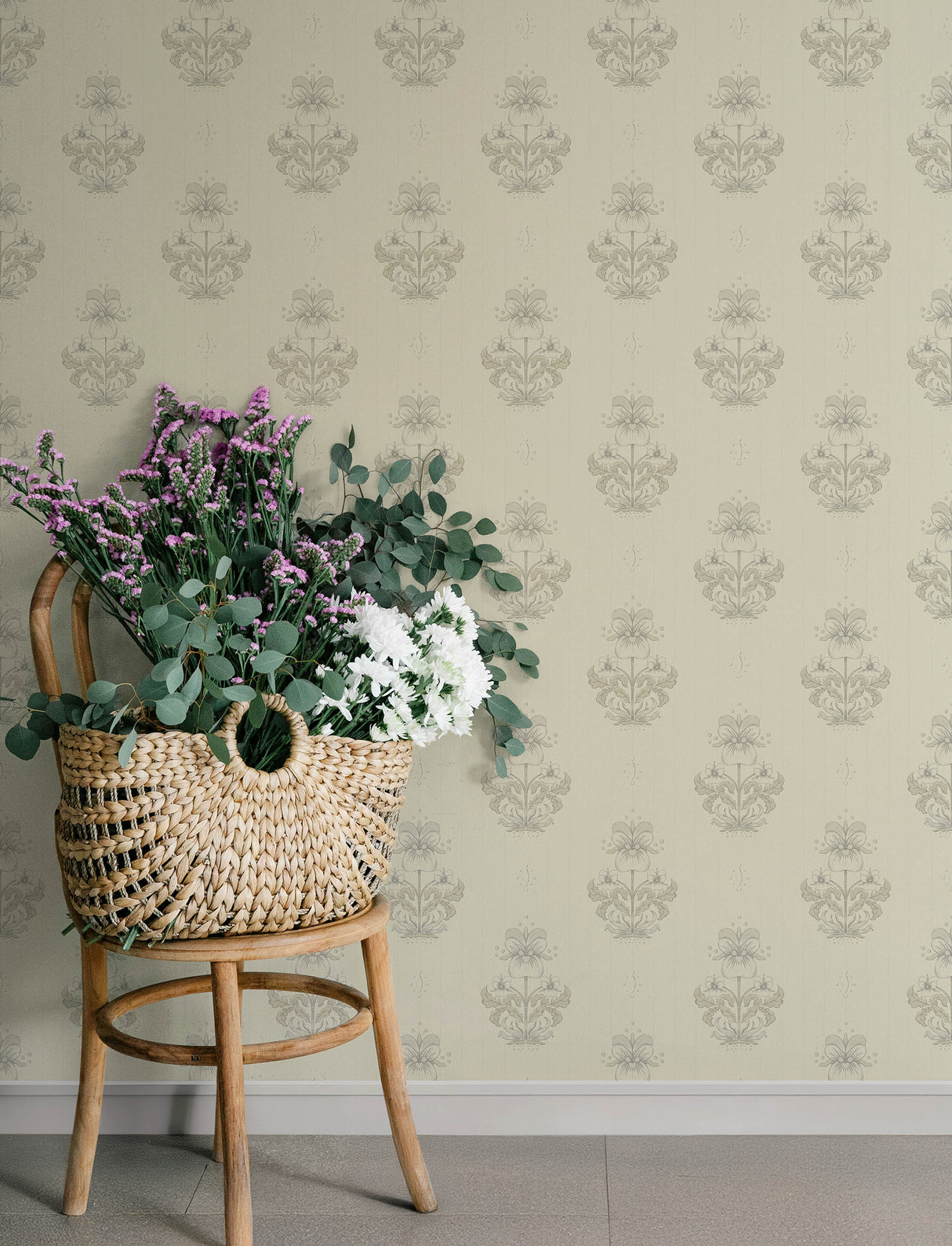 Gullvie Cream Pansies Wallpaper by A-Street Prints - Scandinavian Botanical Pansy Floral Non Woven Washable Strippable Sidewall - 4201-48006
