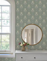 Gullvie Seafoam Pansies by A-Street Prints Scandinavian Botanical Pansy Striped Floral Non Woven Unpasted Washable Strippable Wallpaper - 4201-48007