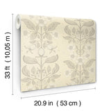 Rosa Cream Floral Columns by A-Street Prints Botanical Farmhouse Non Woven Unpasted Wallpaper 20.9 in x 33 ft Covers 57.5 Sq Ft - 4201-48009