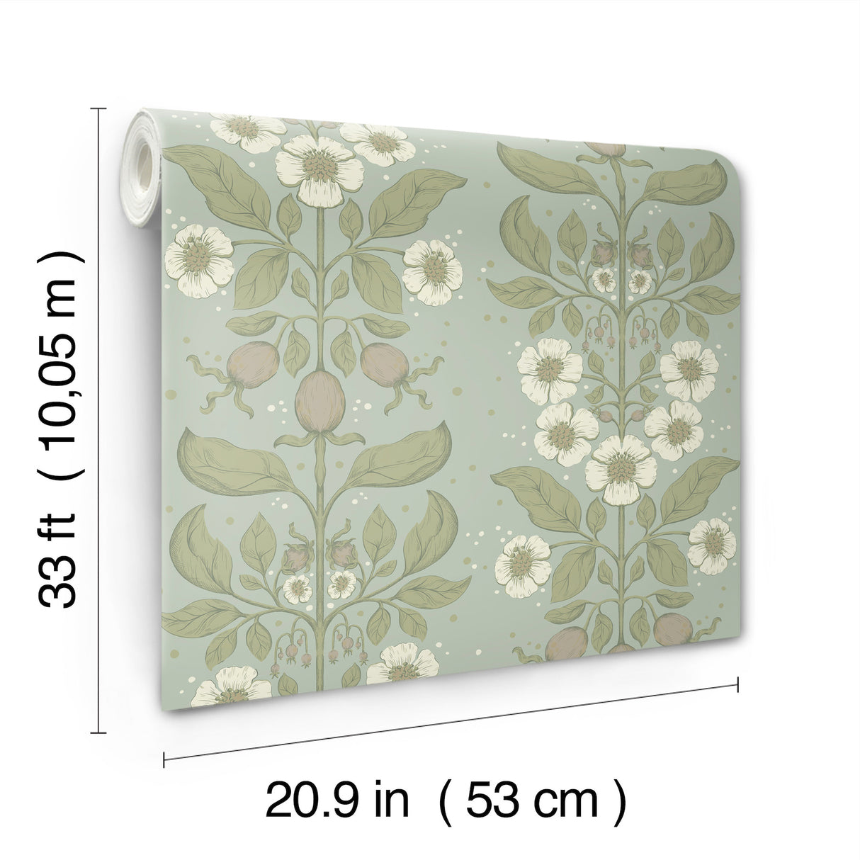 Rosa Sky Blue Botanical Floral Columns Non Woven Unpasted Strippable Wallpaper by A-Street Prints Savanna Collection - 4201-48011