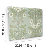 Rosa Sky Blue Botanical Floral Columns Non Woven Unpasted Strippable Wallpaper by A-Street Prints Savanna Collection - 4201-48011