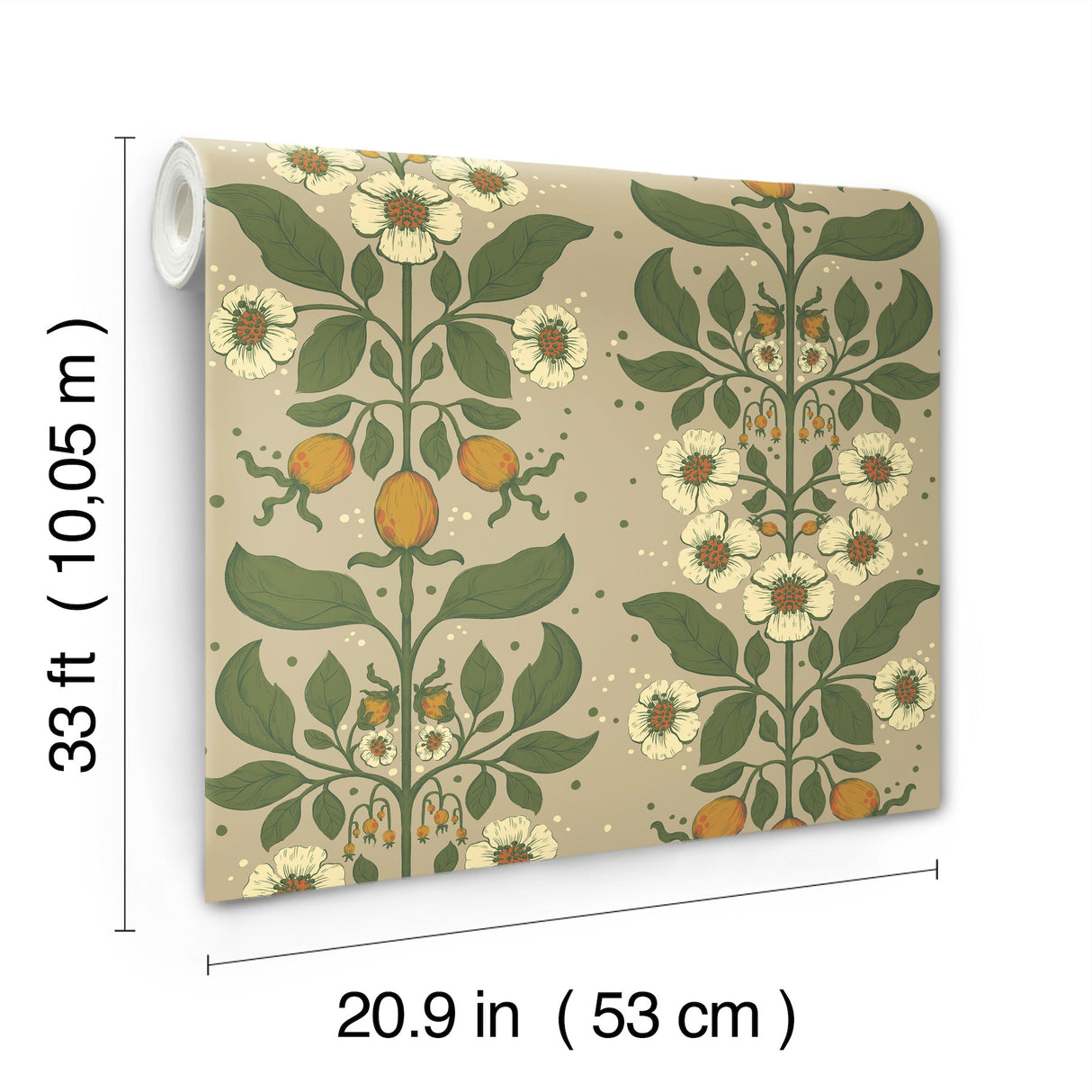 Rosa Light Brown Floral Columns Wallpaper by A-Street Prints Unpasted Non Woven Botanical Farmhouse Design, 20.9-in x 33-ft - 4201-48012