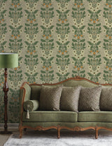 Rosa Light Brown Floral Columns Wallpaper by A-Street Prints Unpasted Non Woven Botanical Farmhouse Design, 20.9-in x 33-ft - 4201-48012