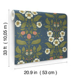 Rosa Navy Floral Columns Wallpaper by A-Street Prints Farmhouse Botanical Non Woven Unpasted 20.9 in x 33 ft Wallpaper Roll - 4201-48013
