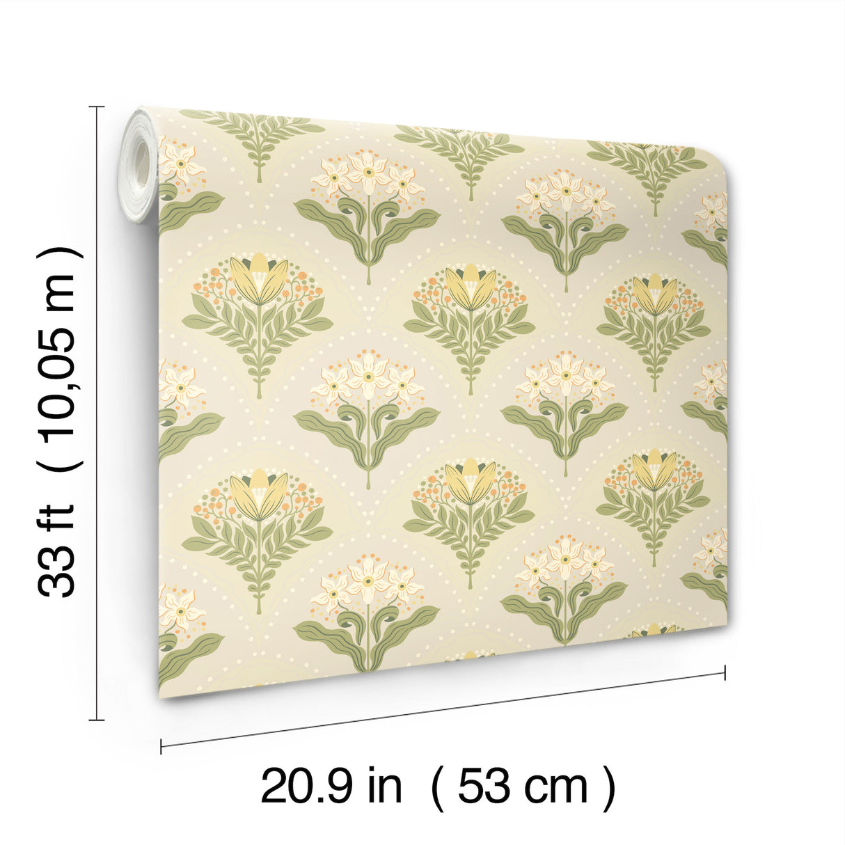Maj Light Grey Floral Damask by A-Street Prints Scandinavian Botanical Tulip and Daffodil Wallpaper 20.9 in x 33 ft Roll - 4201-48014