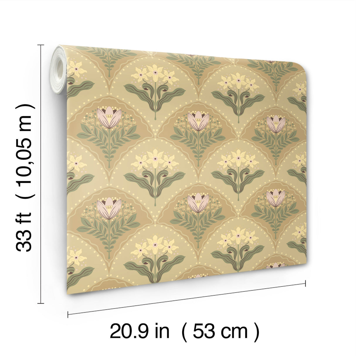 Maj Light Brown Scandinavian Botanical Floral Damask Non Woven Unpasted Wallpaper by A-Street Prints from the Savanna Collection - 4201-48015