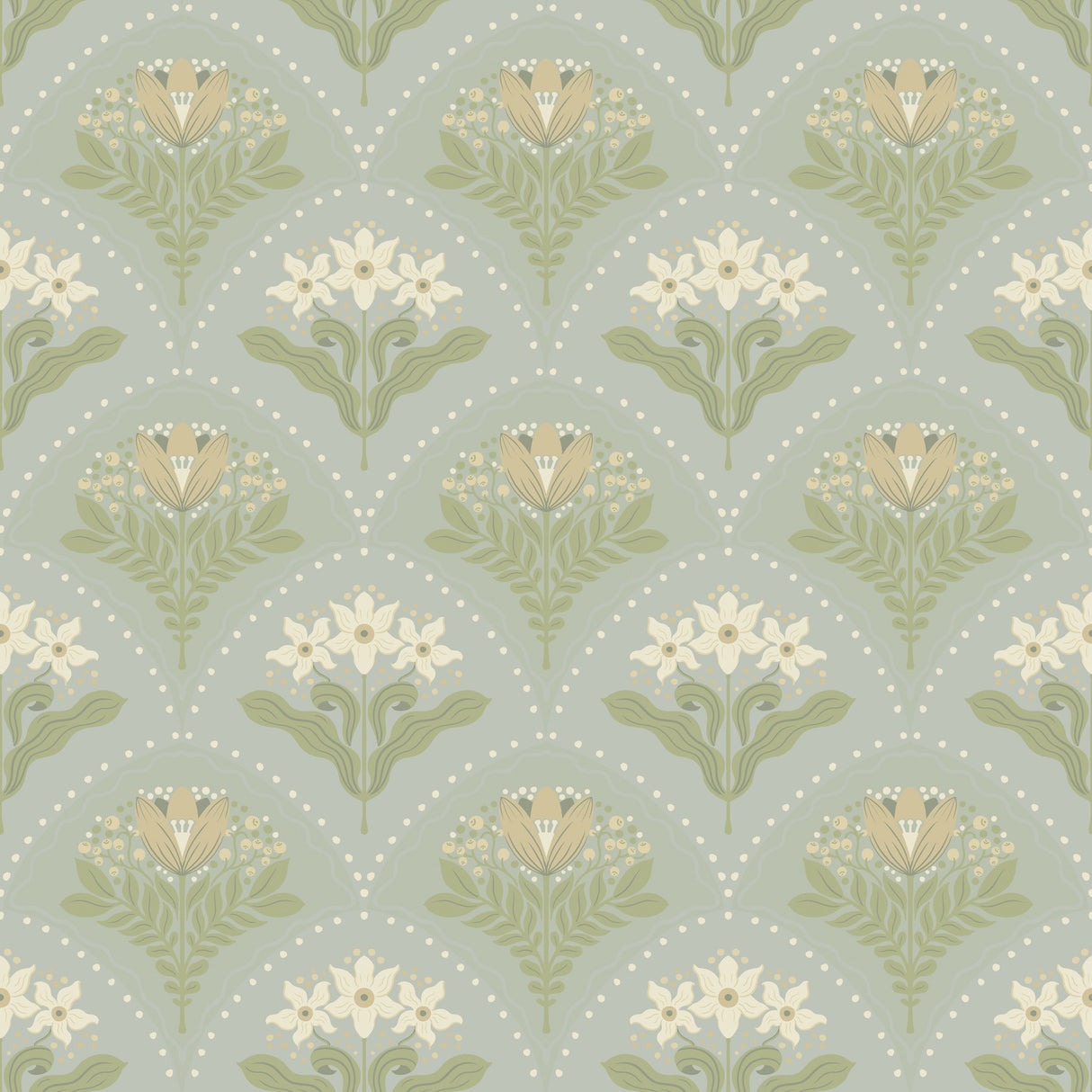 Maj Sky Blue Floral Damask Wallpaper by A-Street Prints - 4201-48016