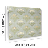 Maj Sky Blue Floral Damask Wallpaper by A-Street Prints Savanna Collection Scandinavian Botanical Non Woven Unpasted Wallpaper - 4201-48016