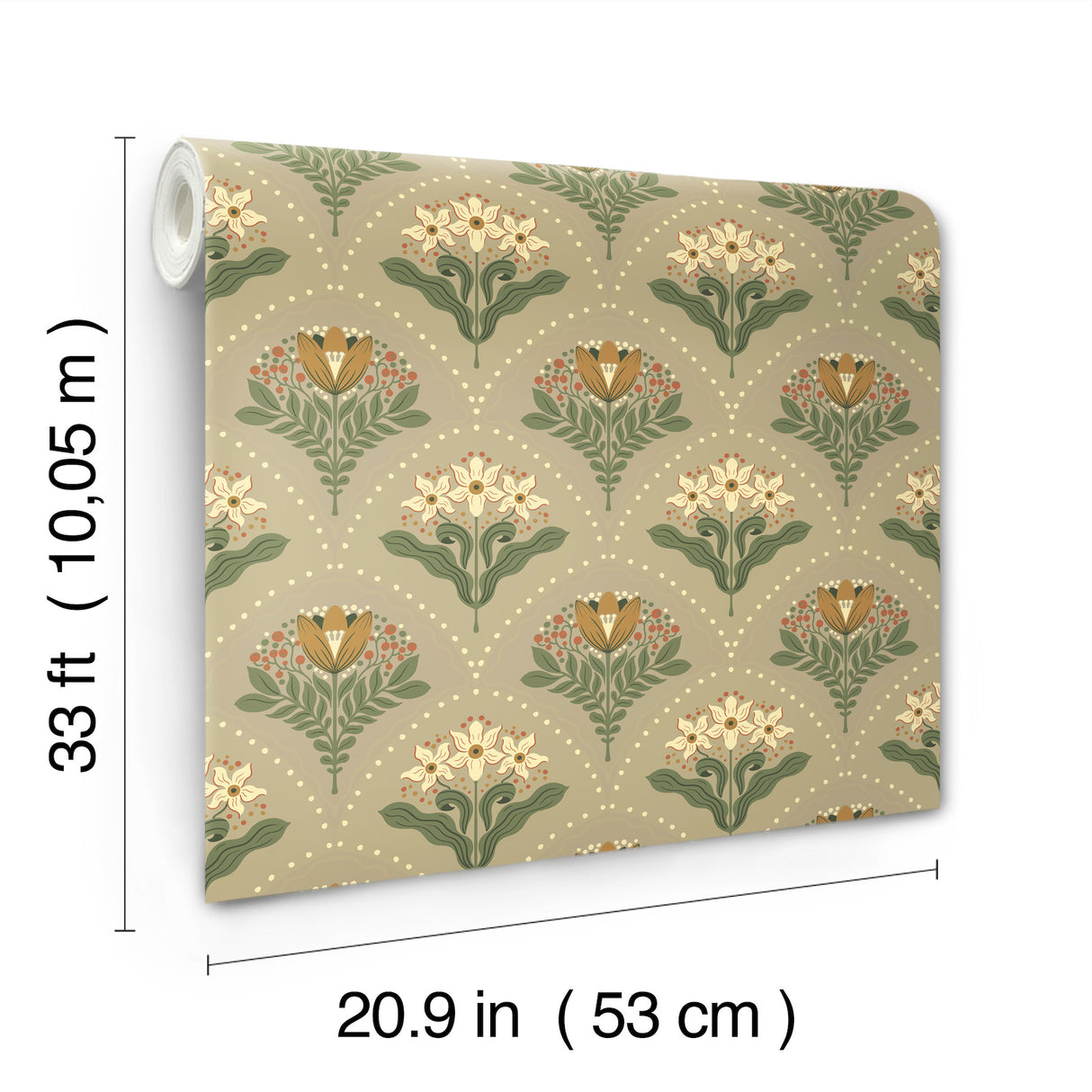 Maj Taupe by A-Street Prints Floral Damask Scandinavian Botanical Non Woven Unpasted Wallpaper 20.9 in x 33 ft Savanna Collection - 4201-48017