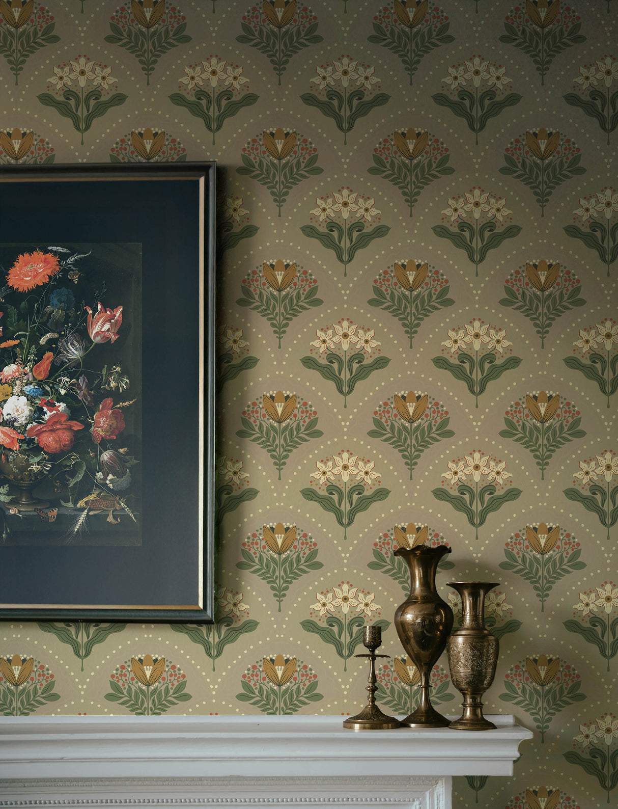 Maj Taupe by A-Street Prints Floral Damask Scandinavian Botanical Non Woven Unpasted Wallpaper 20.9 in x 33 ft Savanna Collection - 4201-48017