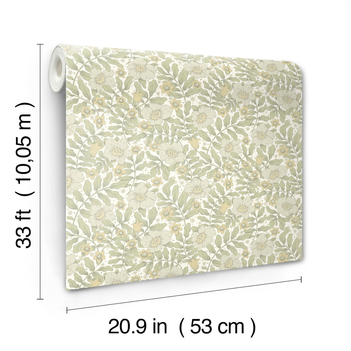Maggan Sage by A-Street Prints Scandinavian Botanical Floral Trail Non Woven Unpasted Wallpaper, 20.9-in Wide x 33-ft Long - 4201-48019