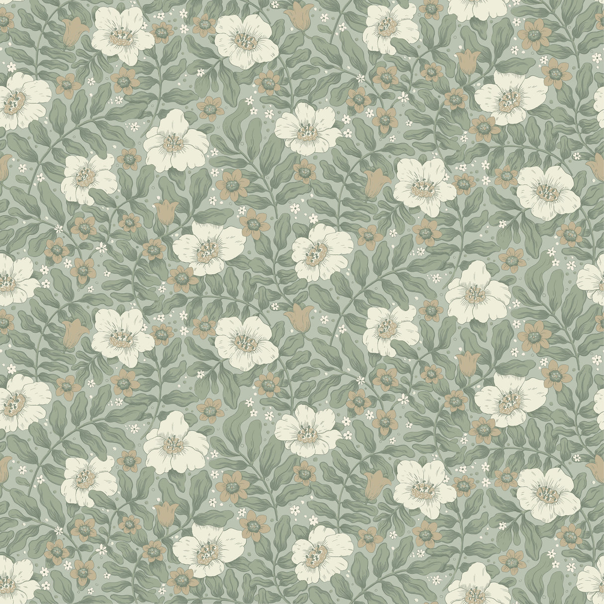Maggan Sea Green Floral Trail Wallpaper by A-Street Prints - 4201-48020
