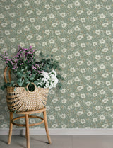 Maggan Sea Green Floral Trail Wallpaper by A-Street Prints Scandinavian Botanical Flowers Non Woven Strippable 20.9-in x 33-ft - 4201-48020