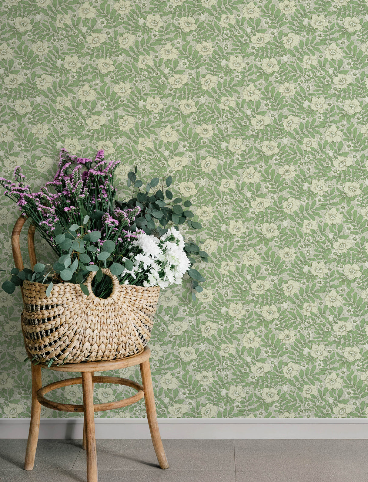 Maggan Jade Floral Trail Wallpaper by A-Street Prints Scandinavian Botanical Unpasted Non Woven Roll 20.9in x 33ft Covers 57.5 sqft - 4201-48021