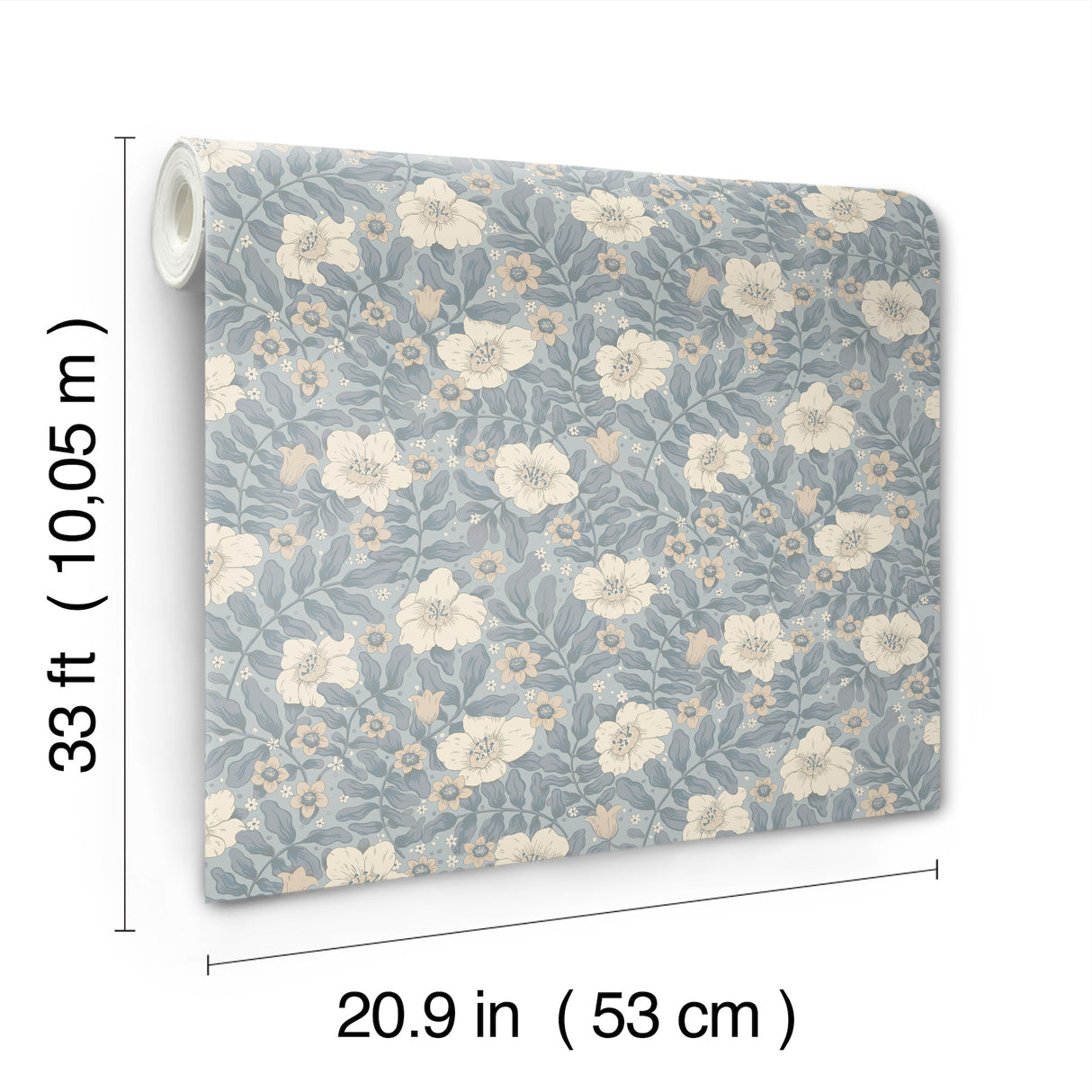 Maggan Blue by A-Street Prints Scandinavian Botanical Floral Trail Non Woven Wallpaper Roll 20.9in x 33ft Savanna Collection - 4201-48023