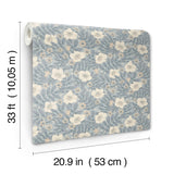 Maggan Blue by A-Street Prints Scandinavian Botanical Floral Trail Non Woven Wallpaper Roll 20.9in x 33ft Savanna Collection - 4201-48023