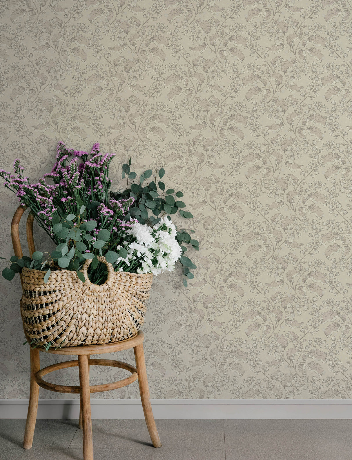 Syren Khaki Dainty Floral Botanical Non Woven Unpasted Strippable Wallpaper by A-Street Prints Savanna Collection - 4201-48024