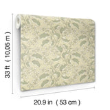 Syren Light Green by A-Street Prints Dainty Floral Botanical Wallpaper with Bell-Shaped Blossoms on Winding Vines Savanna Collection - 4201-48025