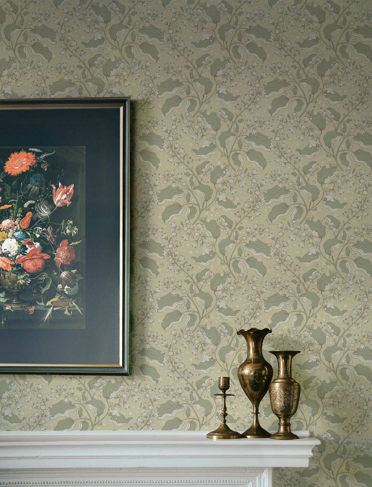Syren Light Green by A-Street Prints Dainty Floral Botanical Wallpaper with Bell-Shaped Blossoms on Winding Vines Savanna Collection - 4201-48025