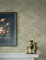 Syren Light Green by A-Street Prints Dainty Floral Botanical Wallpaper with Bell-Shaped Blossoms on Winding Vines Savanna Collection - 4201-48025