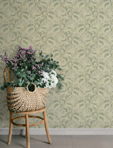 Syren Light Green by A-Street Prints Dainty Floral Botanical Wallpaper with Bell-Shaped Blossoms on Winding Vines Savanna Collection - 4201-48025