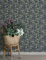 Syren Navy Dainty Floral Wallpaper by A-Street Prints, Unpasted Non Woven Botanical Wallpaper, 20.9 in x 33 ft, Covers 57.5 sq ft - 4201-48027