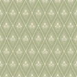 Alma Moss Diamond Floral Wallpaper featuring tulip bouquets centered within dotted diamond frames on a sage moss green background with cream accents