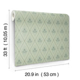 Alma Mint Diamond Floral Wallpaper by A-Street Prints Farmhouse Botanical Tulip Trellis Unpasted Non Woven Metallic - 4201-48031