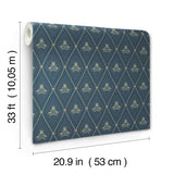 Alma Navy Diamond Floral Geometric Metallic Non Woven Strippable Washable Residential Wallpaper by A-Street Prints Savanna Collection - 4201-48033