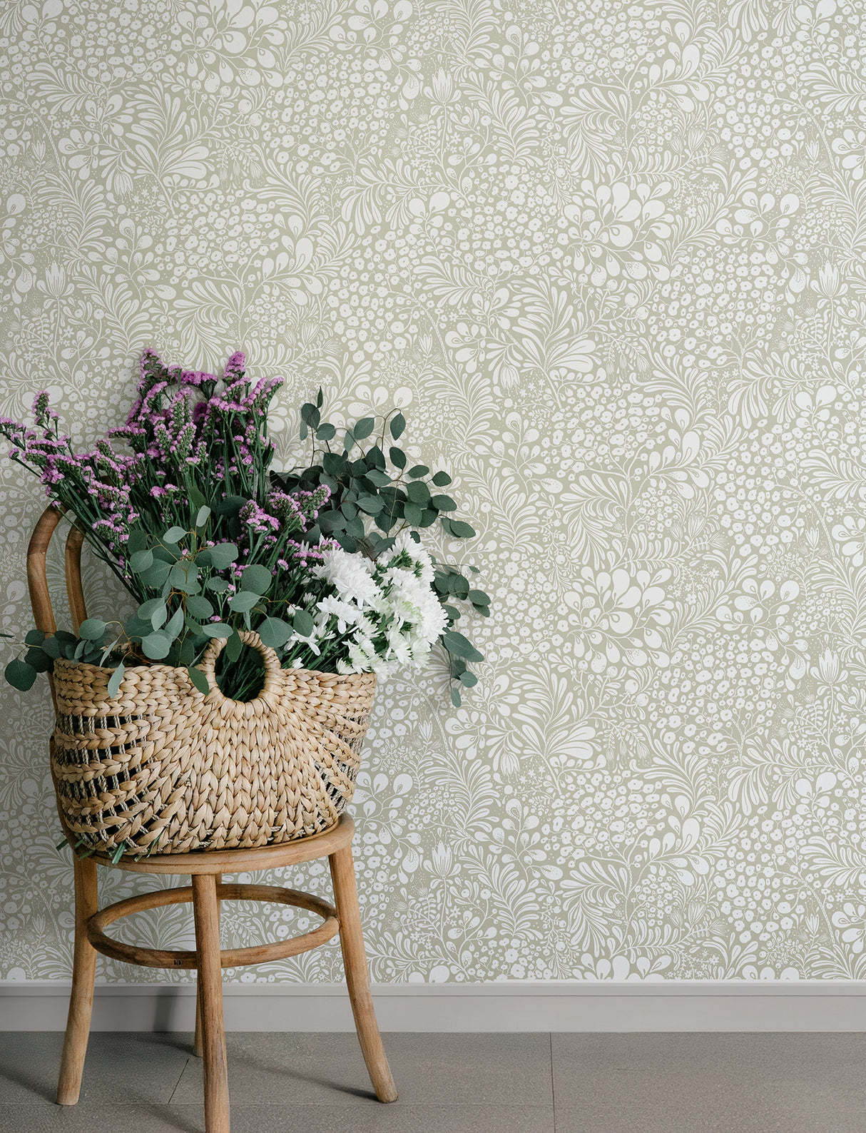 Siv Dark Grey by A-Street Prints Scandinavian Botanical Wildflower and Leaf Non Woven Washable Strippable Wallpaper - 4201-65131