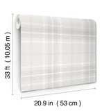 Emma Dove Plaid Wallpaper in Soft White, Grey and Beige by A-Street Prints Unpasted Non-Woven Traditional Tartan Sidewall Roll - 4201-92123