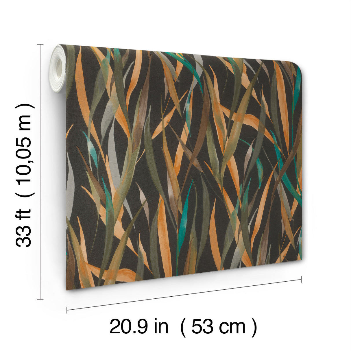Willoughby Black Fronds by A-Street Prints Botanical Swaying Fronds Unpasted Vinyl on Non Woven Strippable Wallpaper Springhill - 4202-330250