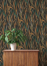 Willoughby Black Fronds by A-Street Prints Botanical Swaying Fronds Unpasted Vinyl on Non Woven Strippable Wallpaper Springhill - 4202-330250