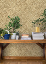 Ellery Wheat Herringbone Wallpaper by A-Street Prints Springhill Coastal Natural Woven Fiber Texture Non Woven Brown Wallpaper - 4202-410334