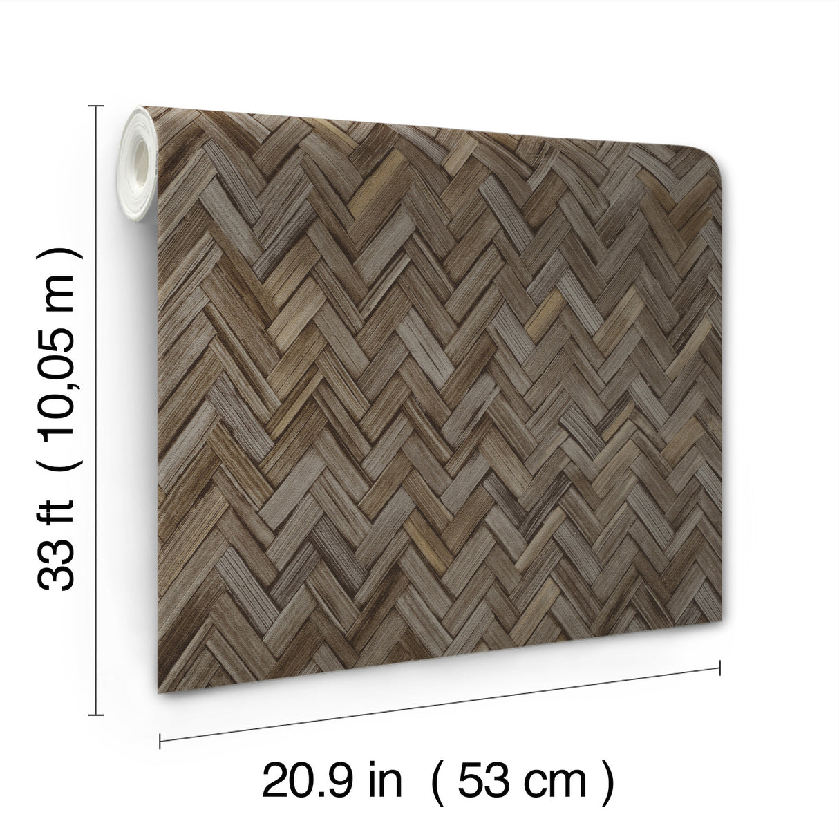 Ellery Charcoal by A-Street Prints Herringbone Natural Fiber Woven Texture Vinyl on Non Woven Unpasted Strippable Wallpaper Roll - 4202-410358
