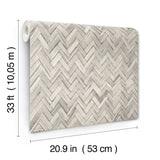 Ellery Light Grey Herringbone Wallpaper by A-Street Prints Coastal Woven Natural Fiber Texture Vinyl on Non-Woven Backing - 4202-410365