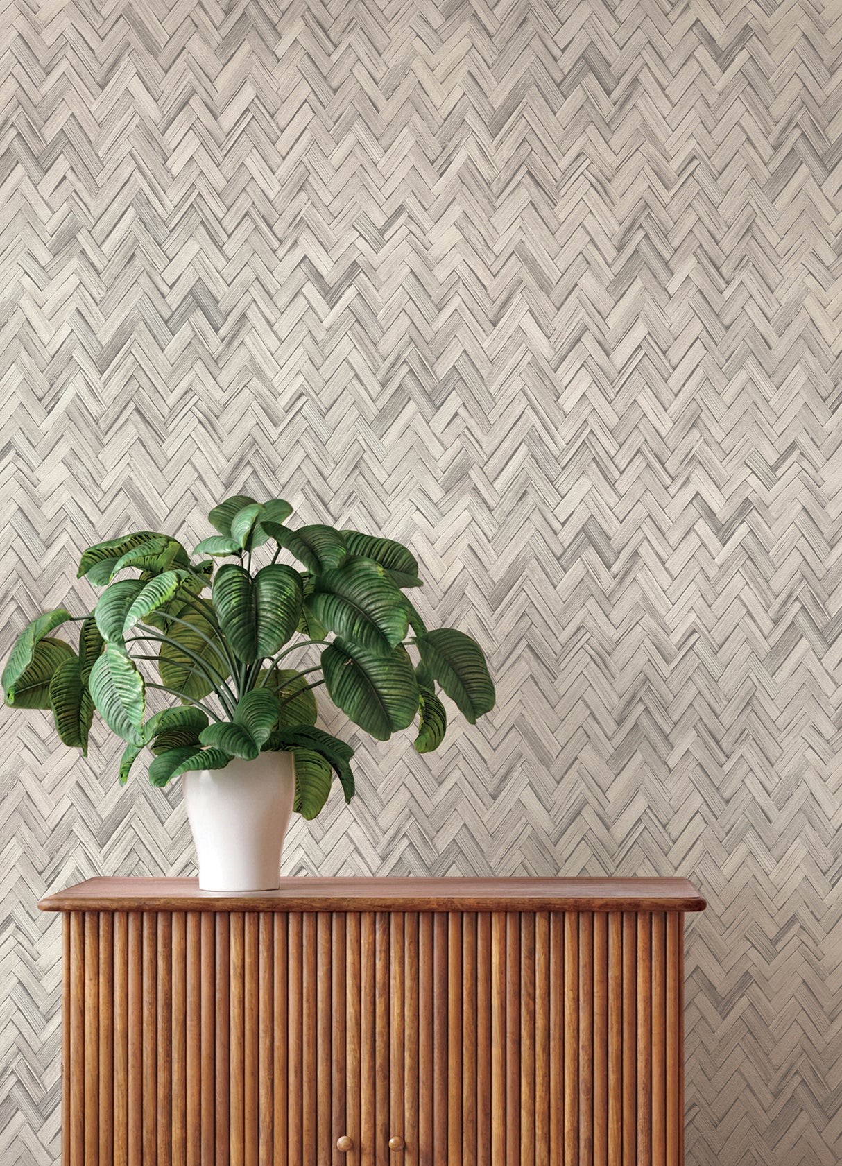 Ellery Light Grey Herringbone Wallpaper by A-Street Prints Coastal Woven Natural Fiber Texture Vinyl on Non-Woven Backing - 4202-410365
