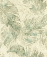 Sanne Green Palm Wallpaper in Green by A-Street Prints - Tropical Watercolor Botanical Palm Leaf Pattern on Non-Woven Backing