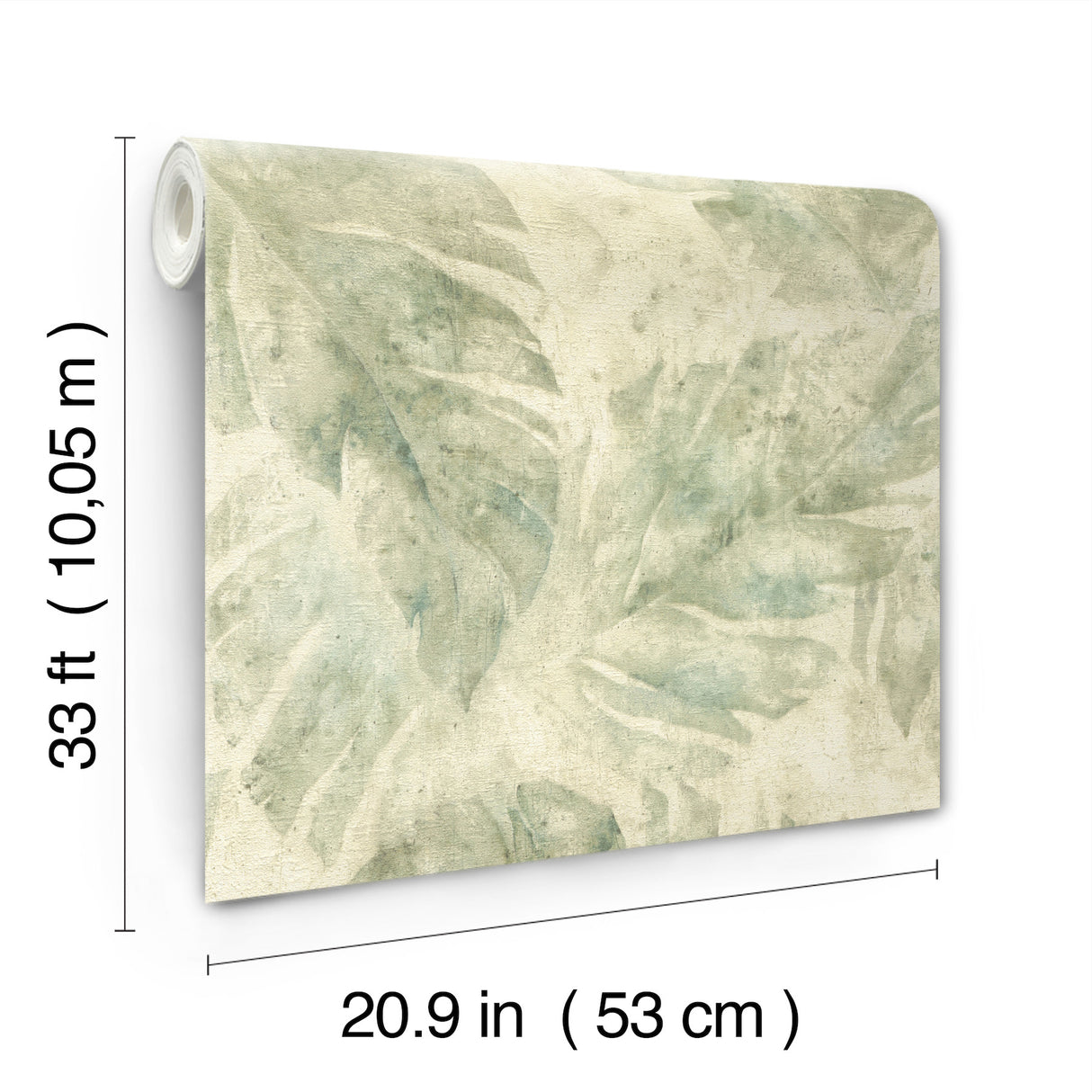 Sanne Green Palm in Green by A-Street Prints Tropical Watercolor Botanical Large Palm Leaf Unpasted Vinyl Non-Woven Wallpaper - 4202-416121