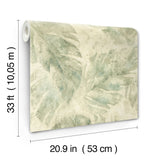 Sanne Green Palm in Green by A-Street Prints Tropical Watercolor Botanical Large Palm Leaf Unpasted Vinyl Non-Woven Wallpaper - 4202-416121