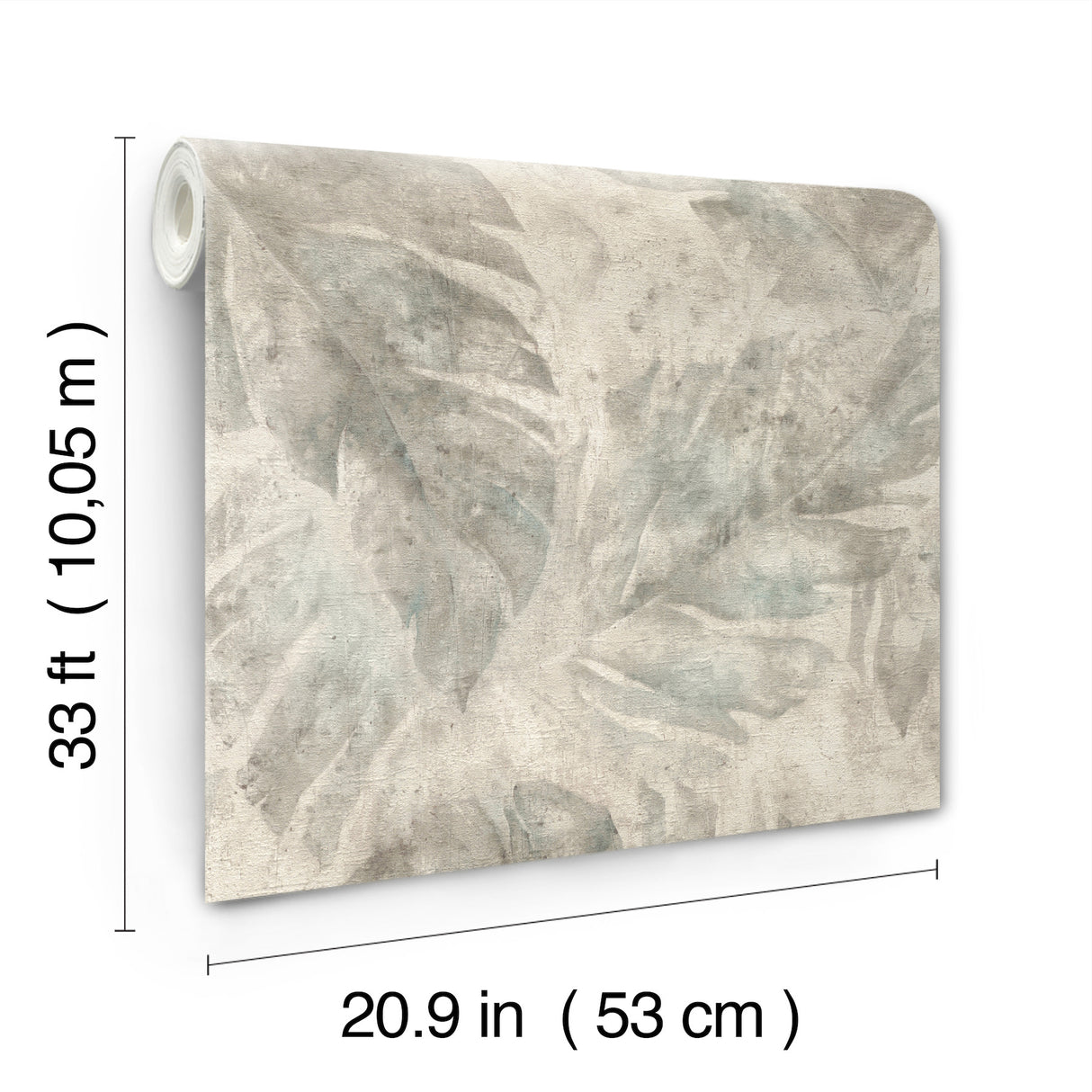 Sanne Grey Palm Watercolor Large Leaf Tropical Botanical Vinyl on Non Woven Unpasted Strippable Wallpaper by A-Street Prints - 4202-416138