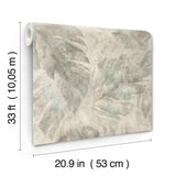 Sanne Grey Palm Watercolor Large Leaf Tropical Botanical Vinyl on Non Woven Unpasted Strippable Wallpaper by A-Street Prints - 4202-416138